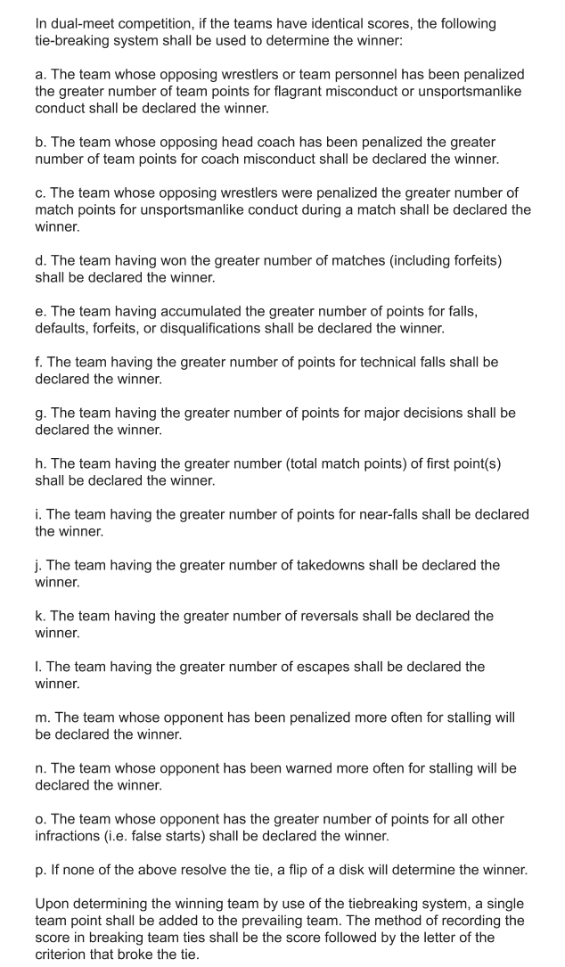 NFHS Rulebook Dual Meet Tie Breaker Criteria LevelChanger Help Center